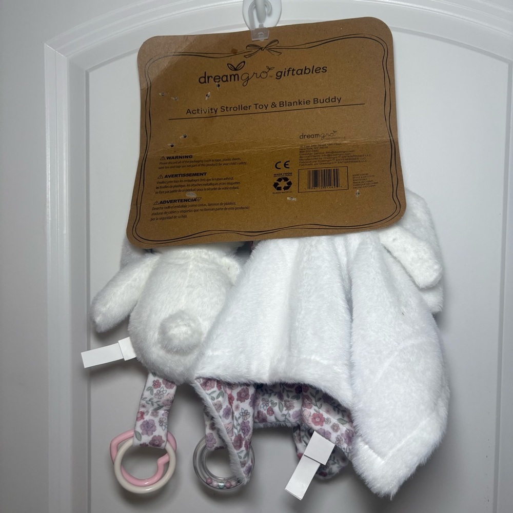 Dreamgro Buddy Blankie & Rattle Bunny Lovey Quilted Security Blanket - Picture 4 of 5